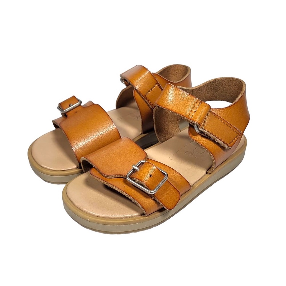 Zara Baby Genuine Leather Buckle Sandal with Slingback in Brown
